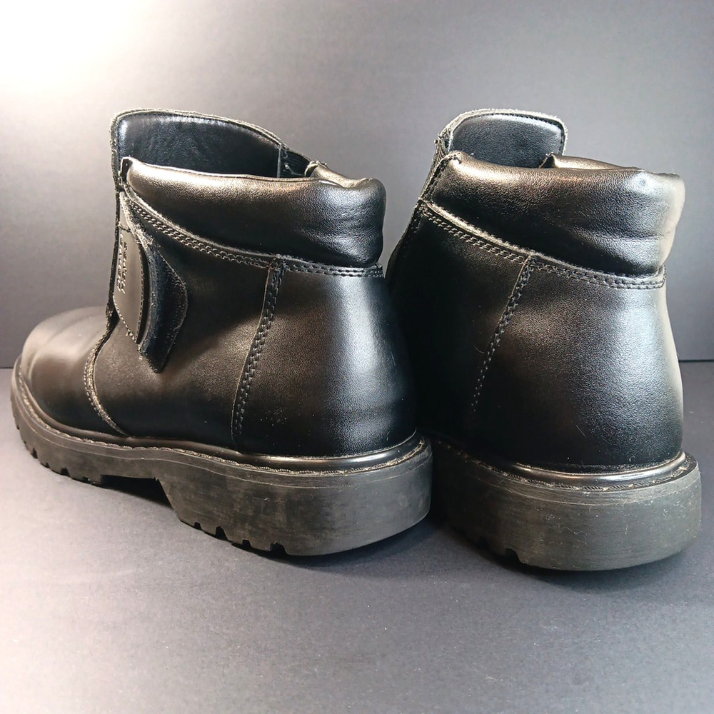 Size 11 Leather Denver Hays Slip On Hook And Loop Mens Combat Boots Shoes - Picture 4 of 10